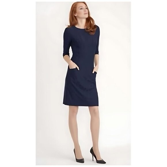 Joseph Ribkoff Midnight Blue Chain-Link Knee-length Dress POCKETS Women's 12 - Picture 1 of 8